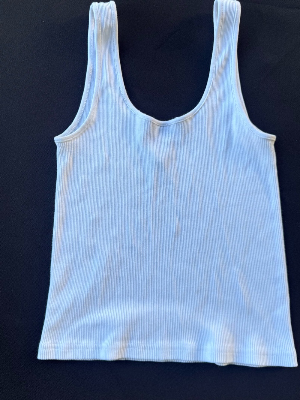 Brandy Melville White Ribbed Scoop Tank Top